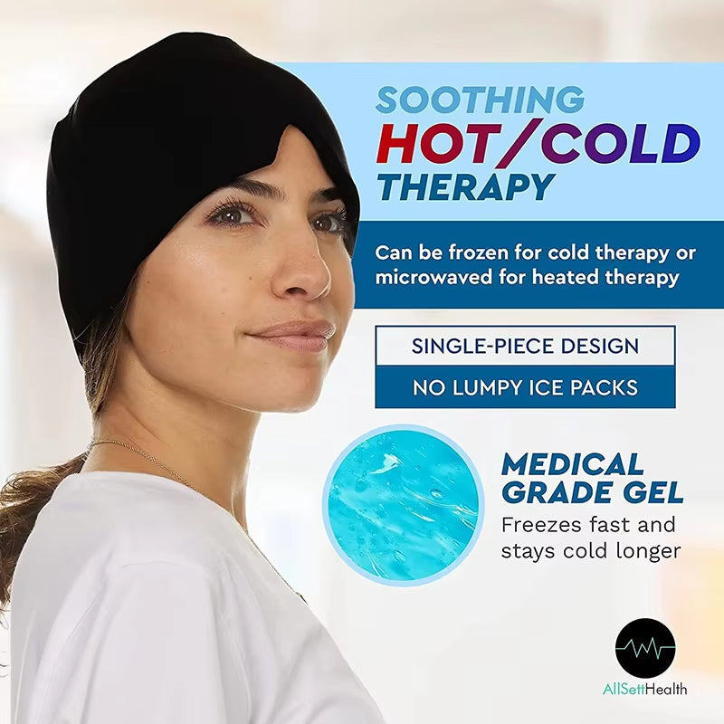 Migraine Gel Cold Ice Head Wrap Pack Headache Relief Hat Compress Face Mask Sleep Tool for Sinus Stress Tension