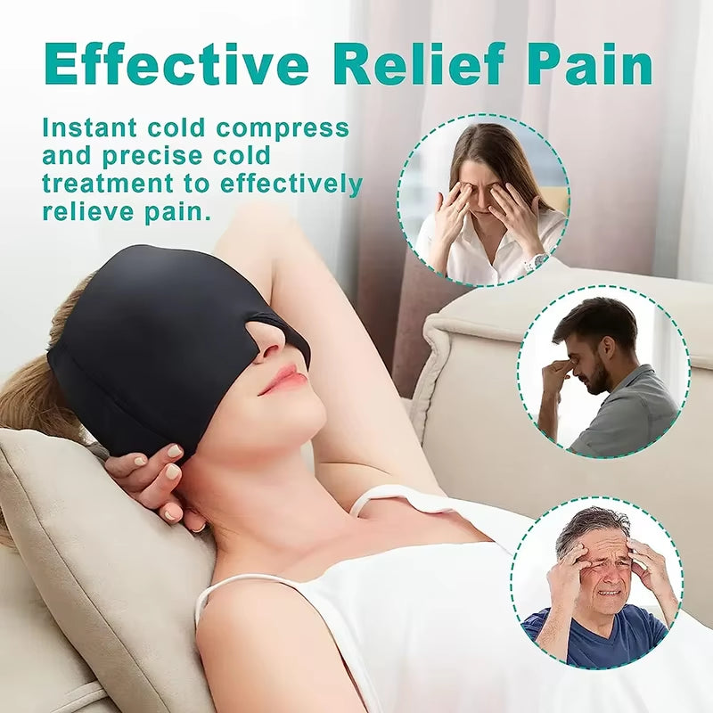 Migraine Gel Cold Ice Head Wrap Pack Headache Relief Hat Compress Face Mask Sleep Tool for Sinus Stress Tension