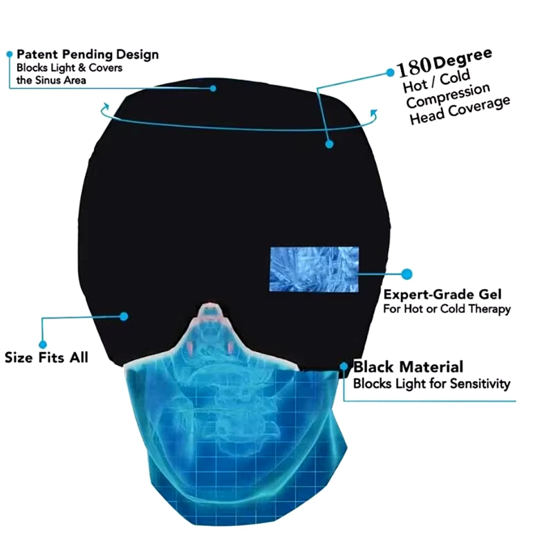 Migraine Gel Cold Ice Head Wrap Pack Headache Relief Hat Compress Face Mask Sleep Tool for Sinus Stress Tension