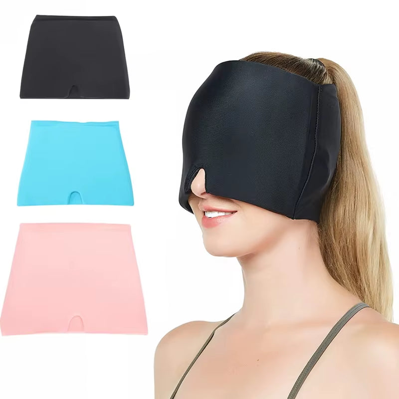 Migraine Gel Cold Ice Head Wrap Pack Headache Relief Hat Compress Face Mask Sleep Tool for Sinus Stress Tension