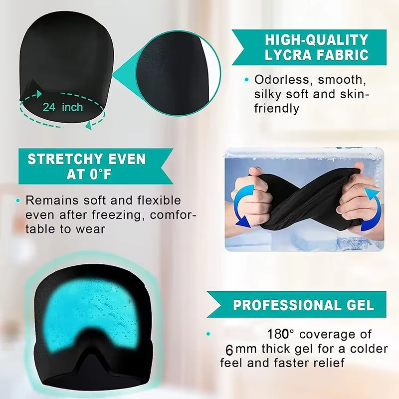 Migraine Gel Cold Ice Head Wrap Pack Headache Relief Hat Compress Face Mask Sleep Tool for Sinus Stress Tension