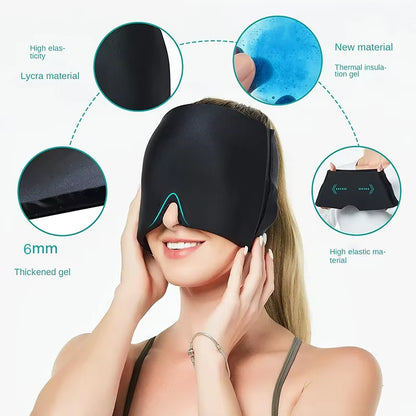 Migraine Gel Cold Ice Head Wrap Pack Headache Relief Hat Compress Face Mask Sleep Tool for Sinus Stress Tension